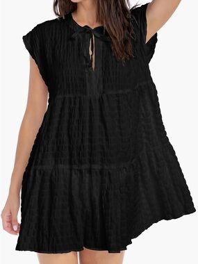 Robin Piccone Fiona flounce cover up dress black small